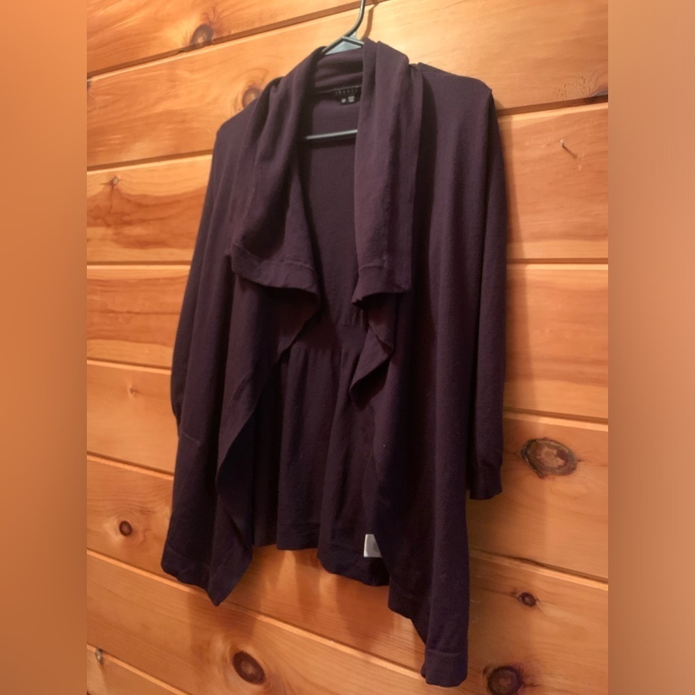 Theory Wool Blend, Drape Front, Open Cardigan with pockets Size Small.
